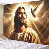 cheap Religious Tapestry-Hanging Tapestry Jesus Wall Art Large Tapestry Mural Decor Photograph Backdrop Blanket Curtain Home Bedroom Living Room Decoration