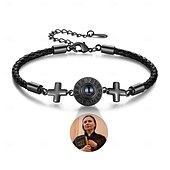 preiswerte Für Männer-Personalisierte Kreuz-Foto-Armband das beste Geschenk für Papa christliches Geschenk mit Projektionsstein für Freunde Familie Hochzeit Weihnachten Geburtstag Jubiläum