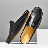 cheap Men&#039;s Clogs &amp; Mules-Men&#039;s Slip-On Moccasin Shoes – Comfortable Casual Leather Loafers with Woven Detailing for Everyday Wear