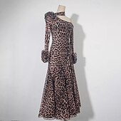 billige Ballroomkjoler-Ballroom-dans Kjole Printer Ren Farge Tvinning Dame Ytelse Fest Langermet Chiffon Netting Issilke (syntetisk)