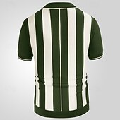 olcso Férfi nyomtatott póló-Férfi Button Up Polos Golfing Hétköznapi Sport Hajtóka Rövid ujjú Divat Alap Csík Kollázs Gombok Nyár Lóhere Button Up Polos