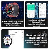 abordables Relojes inteligentes-Reloj inteligente tipo bolsa de aire monitoreo de presión arterial ECG monitor de temperatura podómetro Android e iOS impermeable