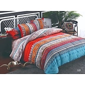 economico Set copripiumino-copripiumino boho flower full size set biancheria da letto con linee bohemien set letto con linee azteche copripiumino geometrico copripiumino morbido e leggero con 2 federe per estate primavera