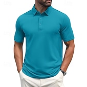 preiswerte Klassisches Poloshirt für Herren-Herren Golfhemd Golf Poloshirts Arbeit Casual Kargen Kurzarm Basic Modern Glatt Knopf Frühling Sommer Regular Fit Hellgelb Wein Pfauenblau Dunkelgrau Schwarz Weiß Golfhemd