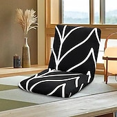 billige Spisestoltrekk-stretch foldegulv gaming stoltrekk uten stol, trykt justerbar gulv stol slipcover gulv lazy stoltrekk meditasjon lounge stol beskytter trekk