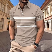 halpa Miesten klassinen poolopaita-Miesten Polo Business Polo liiketoiminta Kausaliteetti Kauluskäänne Classic Lyhythihainen Väripalikka Raita Napit Kesä 봄 &amp; Syksy Musta Rubiini Laivaston sininen Ruskea Khaki Polo
