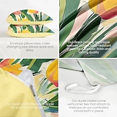 economico 100% cotone-Set copripiumino serie tropicale floreale 100% cotone, set da 3 pezzi per un&#039;estate morbida sulla pelle e di lunga durata