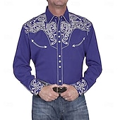 preiswerte Westernhemden für Herren-Herren Blumen Grafikdrucke Hemd Westernhemd Cowboy-Shirt Langarm Mode Streetwear Designer Outdoor Täglich Herbst Winter Umlegekragen Druck Button-Down Schwarz Rote Blau Grün