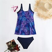 billiga One Pieces &amp; Tankinis-Dam Baddräkt V-ringad Badkläder Badkläder Purpur Grön Andningsfunktion Snabb tork Lättvikt Ärmlös - Simmning Surfing Strand Sommar Vår Plusstorlekar