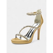 preiswerte Prom-elegante, mit Strasssteinen verzierte Satin-High-Heel-Sandalen für Damen - perfekt für Hochzeiten und formelle Anlässe