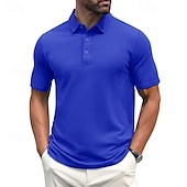preiswerte Klassisches Poloshirt für Herren-Herren Golfhemd Golf Poloshirts Arbeit Casual Kargen Kurzarm Basic Modern Glatt Knopf Frühling Sommer Regular Fit Hellgelb Wein Pfauenblau Dunkelgrau Schwarz Weiß Golfhemd