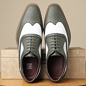 abordables Officiel-chaussures oxford en similicuir marron et blanc pour hommes – détails brogue à bout golf, chaussures habillées vintage pour mariages, affaires et occasions spéciales