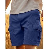 economico retrò-Per uomo Pantaloncini modello cargo Pantaloncini Pantaloncini di lino Pantaloncini estivi Pantaloncini da spiaggia Bottoni Multi tasca Gamba dritta Liscio Comfort Traspirante Breve Informale