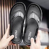 preiswerte Kleidungs-Sandalen-Braune Casual Flip Flops für Herren mit strukturiertem Fußbett und verstellbarem Riemen – bequeme Outdoor-Sandalen für Sommer und Strand