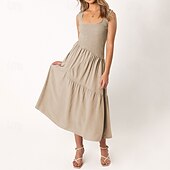 abordables Robes de Diplôme-Femmes Robe Midi Robe de remise des diplômes Robe Décontractée Robe trapèze Robe d&#039;été Élégant Occasionnel Vacances Quotidien Date Coupe régulière Uni Sans manches Col Rond Noir Blanche Vert Claire