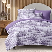 billiga 100% bomull-100% bomull påslakan set toile de jouy mönster täcke set mjukt 3-delat lyxigt sängset heminredning present kung drottning full storlek tre delar set