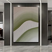 preiswerte Abstrakte Gemälde-handgemachtes Ölgemälde Wandkunst 2er Set grün weiß abstraktes Gemälde auf Leinwand ein Paar beige Struktur Wandkunst neutral abstrakte Wandkunst Wanddekoration