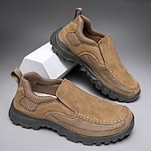 abordables Zapatos Casuales Slip-On-Men's Slip-On Suede Outdoor Shoes – Breathable Lightweight Design with Non-Slip Sole for Hiking, Travel and Casual Wear