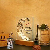cheap Wedding Gift-Personalized Acrylic Square Night Light with 9 Photos Light Up Photo Frame -  Customized  Gift for Lovers &amp; Family