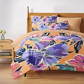 economico 100% cotone-Set copripiumino serie tropicale floreale 100% cotone, set da 3 pezzi per un&#039;estate morbida sulla pelle e di lunga durata