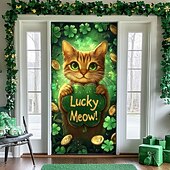 cheap Saint Patrick's Day-Saint Patrick's Day Door Decorations Door Covers Shamrock Gold Coins Door Tapestry Door Curtain Decoration Backdrop Indoor/Outdoor Door Banner for Front Door Farmhouse