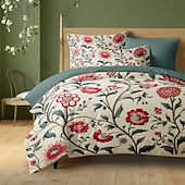 abordables conception exclusive-Ensemble de housse de couette 100% coton peinture à l&#039;huile vintage style fleurs ensemble de lit double ensemble de 2 pièces ensemble de 3 pièces léger doux en peluche courte ensemble de literie