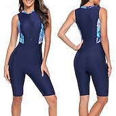 ieftine Rash guards One Piece-Pentru femei Bariere Iritatie Costum de baie Peteci Imprimat Fermoar Față Uscare rapidă Ușor Respirabil Fără manșon Salopetă Costum de baie Surfing Plajă Sporturi Acvatice  Vară