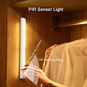 cheap Cabinet Light-1pc LED Closet Lights - Motion Sensor Under Cabinet USB Rechargeable Night Lamp, Dimmable Indoor Lighting for Kitchen, Wardrobe &amp; Stairs 80/120/160 LEDs