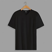 billiga Herrarnas Elite T-shirts och linnen-Herr T-shirt T-tröja Kort ärm V-hals Sommar Slät Mode Designer Klassisk Semester Gata Utekväll Svart Vit Blå Topp t-shirt för män