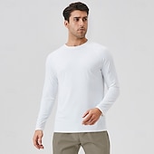 cheap Basic T shirts-Men&#039;s Sun Protection T-shirts Tee Long Sleeve Crew Neck Summer Spring Solid Color Active Crewneck Sports &amp; Outdoor Fishing Light Blue Black White Top Tee for Men