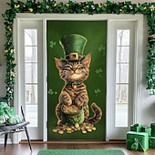 cheap Saint Patrick's Day-Saint Patrick's Day Door Decorations Door Covers Shamrock Gold Coins Door Tapestry Door Curtain Decoration Backdrop Indoor/Outdoor Door Banner for Front Door Farmhouse