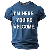 Недорогие Мужские забавные футболки-Мужская графическая футболка с коротким рукавом &#039;Я здесь. Пожалуйста.&#039; Юмористическая футболка с заявлением о жизненном стиле