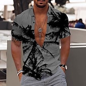 abordables Plantes tropicales-Homme Cocotier Plantes tropicales Chemise Chemise hawaïenne Chemise Aloha Manche Courte Chemise Col rabattu Mode Design Décontractées Extérieur Plein Air Casual Jaune clair Jaune Rose Claire 3D effet
