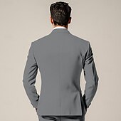 baratos Fatos formais-Ternos de Casamento Masculinos Cinza Claro Negócios Diários Sólidos Plus Size 3 Peças com Um Botão