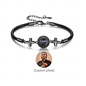 preiswerte Für Männer-Personalisierte Kreuz-Foto-Armband das beste Geschenk für Papa christliches Geschenk mit Projektionsstein für Freunde Familie Hochzeit Weihnachten Geburtstag Jubiläum