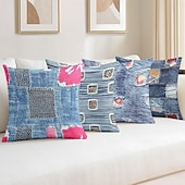 tanie Styl vintage-vintage dekoracyjne poszewki na poduszki 1 szt. denim patch miękka kwadratowa poszewka na poduszkę na kanapę poszewka na poduszkę do sypialni salon sofa krzesło
