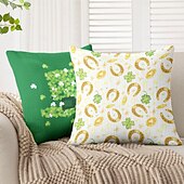 billiga geometrisk stil-saint patrick&#039;s day dekorativa slängkuddar överdrag 1 st grön irländsk mjuk fyrkantig soffa kuddfodral örngott för sovrum vardagsrum soffa stol