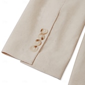 abordables Trajes de playa-Trajes de boda de playa para hombres Lino Beige Sumo de honor Verano Ligero Casual Sólido Ajuste estándar 2 piezas Con un solo botón.