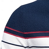 preiswerte Herren Elite Hoodies &amp; Sweatshirts-Herren Pullover Gerippt Stricken Normale Oberteile Farbblock Gestreift Rundhalsausschnitt Strickware Täglich Outdoor Urlaub Bekleidung Frühling Herbst Wein Marineblau S M L