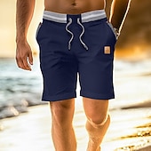 cheap Holiday-Men&#039;s Shorts Linen Shorts Summer Shorts Beach Shorts Pocket Drawstring Elastic Waist Color Block Comfort Breathable Full Length Casual Daily Holiday Vacation Fashion Dark Khaki Light Khaki