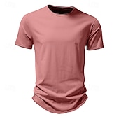 cheap Cotton Linen T-shirts-100% Cotton Men&#039;s T Shirt Tee Top Plain Crew Neck Vacation Street Short Sleeves Classic Style Clothing Apparel Fashion Designer Basic