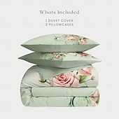 baratos 100% algodão-Conjunto de capa de edredom com padrão floral, conjunto de edredom estampado, conjuntos de cama de algodão com fronha envelope, decoração de quarto, capa de edredom king queen