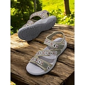 abordables Sandales Confort-sandales de sport bleues pour femmes avec sangles réglables et motif géométrique – chaussures de marche d&#039;extérieur confortables pour la randonnée, les voyages et les vêtements décontractés