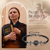 preiswerte Für Männer-Personalisierte Kreuz-Foto-Armband das beste Geschenk für Papa christliches Geschenk mit Projektionsstein für Freunde Familie Hochzeit Weihnachten Geburtstag Jubiläum