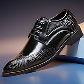 economico Formale-scarpe eleganti da uomo oxford nere e marroni con texture coccodrillo - scarpe formali in similpelle per lavoro, matrimoni e feste
