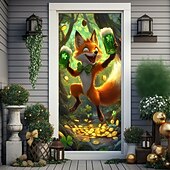 abordables Día de San Patricio-Decoraciones para puertas del día de San Patricio, cubiertas para puertas, tréboles, tapiz de puerta de arco iris, cortina de puerta, decoración, telón de fondo, pancarta para puerta de