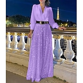cheap Mom&#039;s Jumpsuits-Jumpsuits Mother of the Bride  Formal Elegant V Neck Floor Length Sequined Long Sleeve with Sequin Solid Color 2025