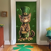 cheap Saint Patrick's Day-Saint Patrick's Day Door Decorations Door Covers Shamrock Gold Coins Door Tapestry Door Curtain Decoration Backdrop Indoor/Outdoor Door Banner for Front Door Farmhouse