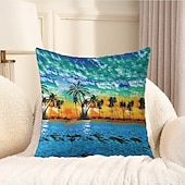 cheap Throw Pillows &amp; Covers-Summer Vibe Decorative Toss Pillows Cover 1PC Palm Trees Soft Square Couch Cushion Case Pillowcase for Bedroom Livingroom Sofa Chair