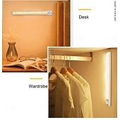 cheap Cabinet Light-1pc LED Closet Lights - Motion Sensor Under Cabinet USB Rechargeable Night Lamp, Dimmable Indoor Lighting for Kitchen, Wardrobe &amp; Stairs 80/120/160 LEDs